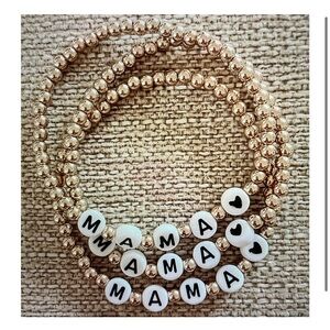 Gold Beaded Mama Bracelet Set
